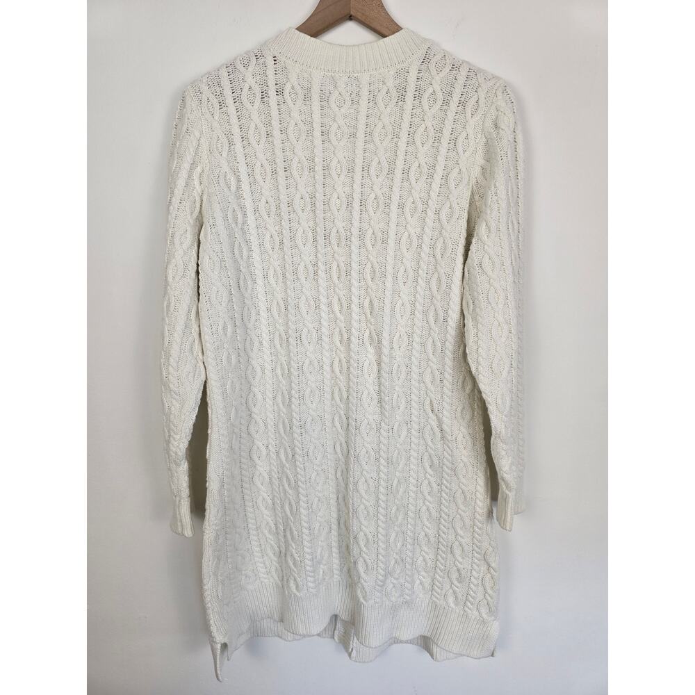 D&Co Ivory Cable Knit Long Cardigan Sweater Cottagecore Size M - Picture 3 of 5